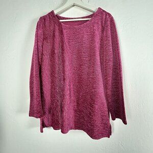Habitat Womens Crinkled Velvet Magenta Tunic Top Medium Long Sleeve Lagenlook
